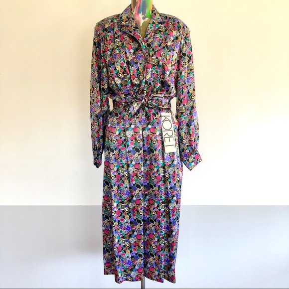 🦄VINTAGE 80s Jewel Tone Midi Skirt and Top Set - Picture 1 of 7